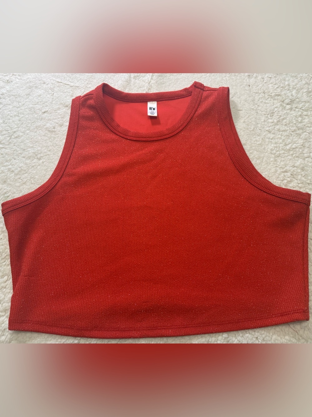 Classic Red Ribbed Crop Tank Top